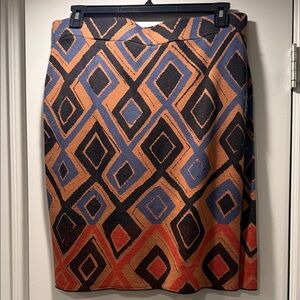 NIC+ZOE Diamond Pattern Pencil Skirt - Orange and Blue